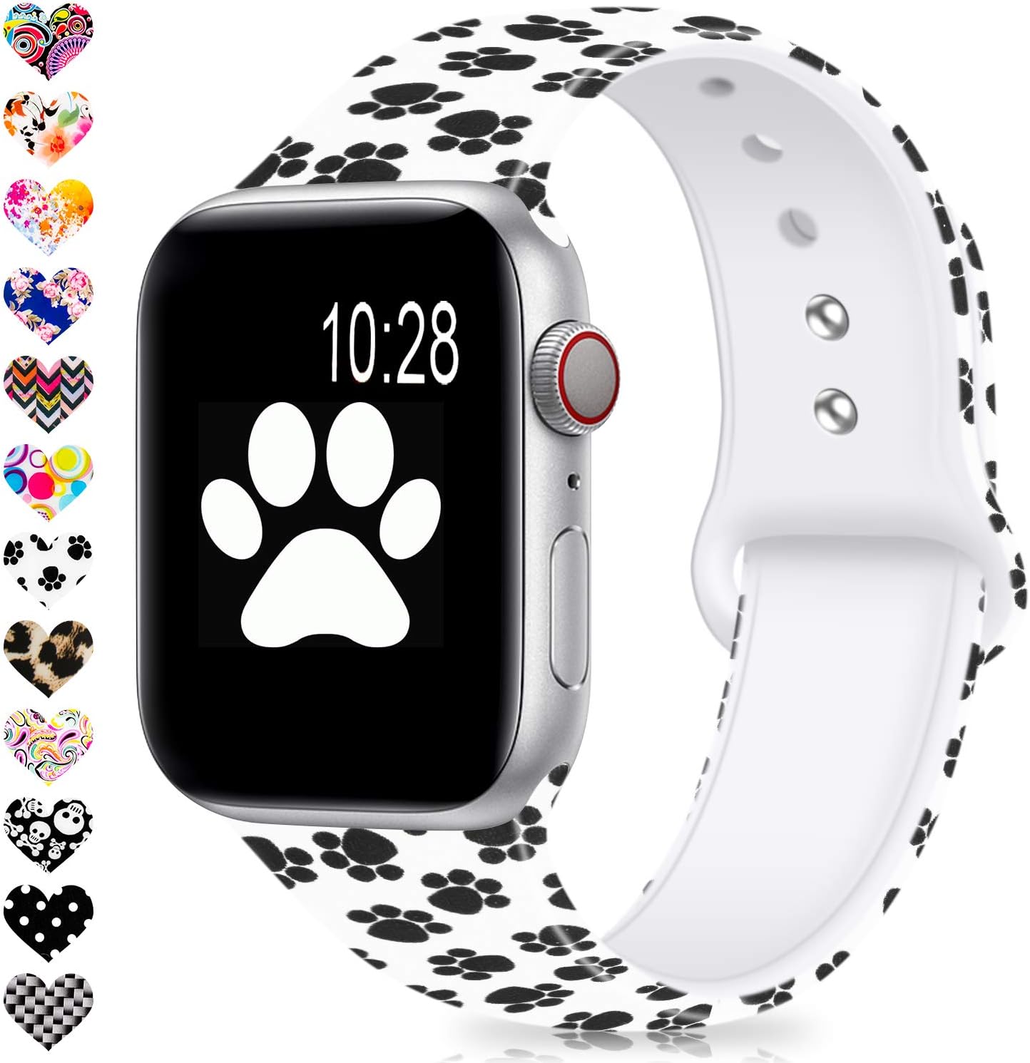 Compatible for Apple Watch Band 38mm 42mm 40mm 44mm,Silicone Fadeless Pattern Printed Replacement Floral Bands for iWatch Series 4/3/2/1,Women/Men