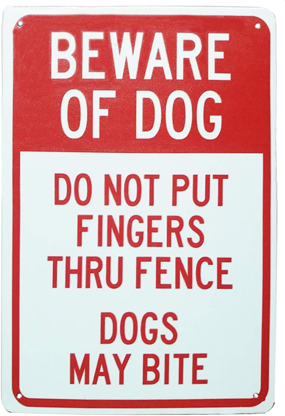 TISOSO Do Not Put Fingers Thru Fence Dogs May Bite Security Sign Outdoors yard Signs Safety Warning Sign Wall Decorative Metal Tin Signs Size 8 X 12 Inch