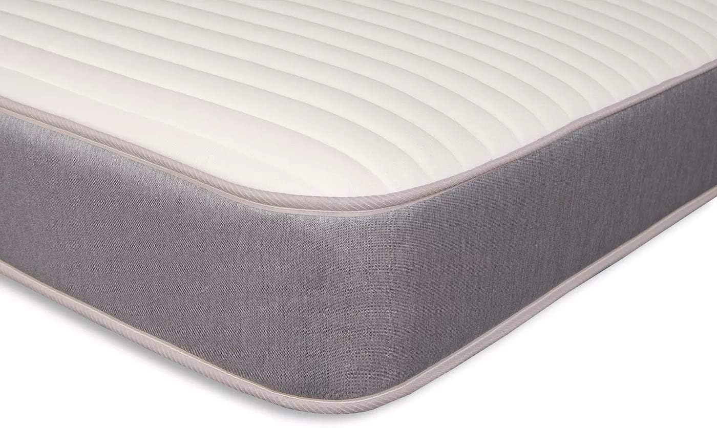 Starlight Beds 8 Inch Double Memory Foam Mattress, Hybrid With Springs. Cool Touch Straight Line, Grey, Soft Firmness. (4ft6 x 6ft3)