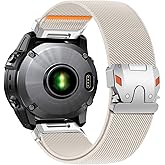 Zspoly 26mm Nylon Stretchy Band for Garmin Fenix 8 51mm/6x/5x/7x Band, Soft Fabric with Mecha-Style Parachute Buckle Smartwatch Bands for Garmin Fenix 5X Plus/6X Pro/3/3 HR/Descent MK1/Mk2/Mk2S/Enduro