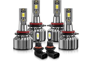 TXBILMOO Compatible For Dodge Ram 1500 2500 3500 With Projector 2013 2014 2015 Bulbs 9005 High Beam+9012 Low Beam+9140 Fog Light Bulbs 6500K White with fan, IP68 Waterproof, Packof 6