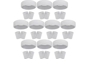 Samoyee 30 Pcs Sweatbands Wristbands Set Absorbent Terry Cloth Headbands Wristbands Neon Color Striped 80s Athletic Sweatbands for Sports Gym Exercise