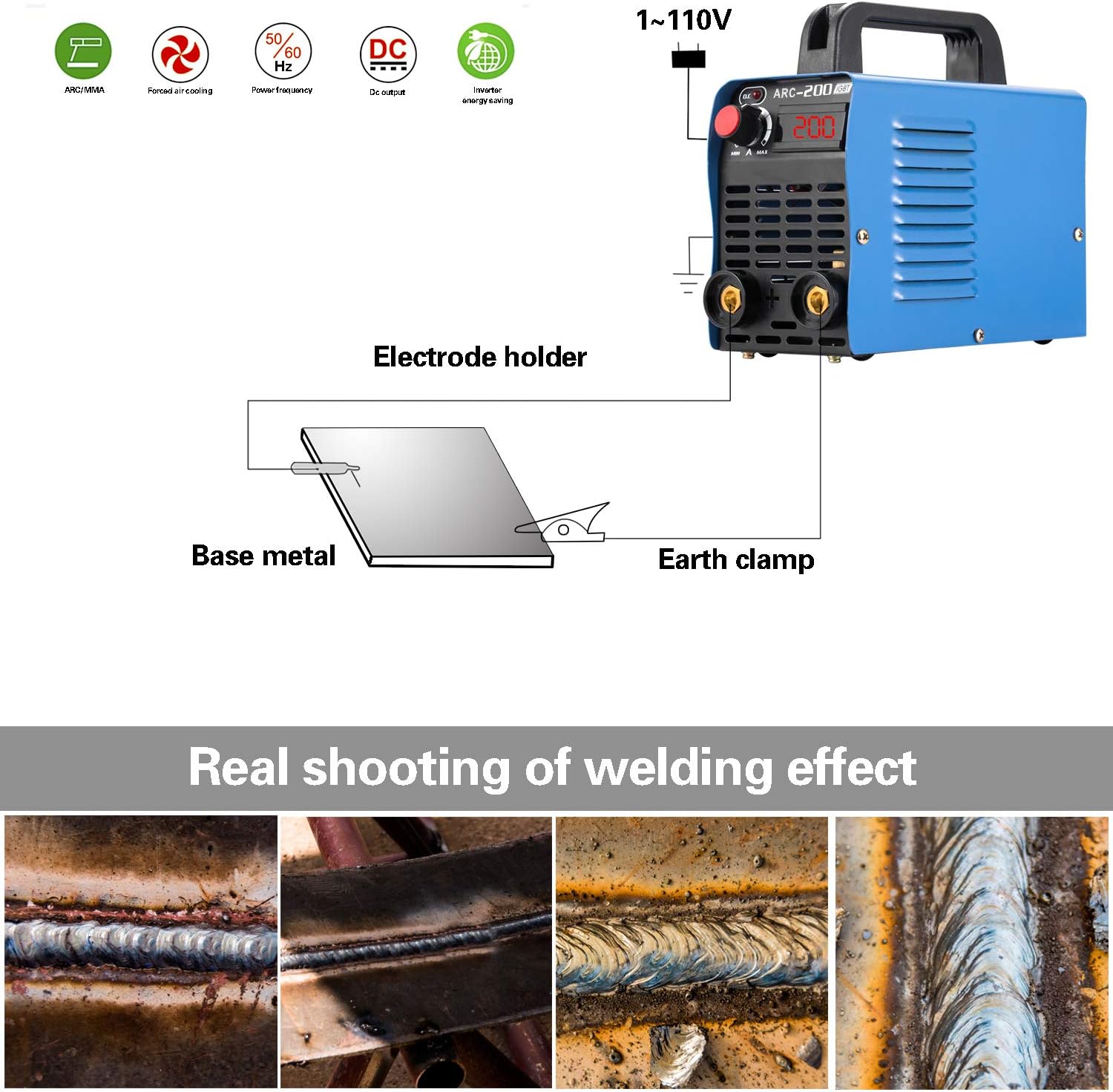 ARC Welder, 200Amp 110V Welding Machine IGBT Inverter Welder With LCD Display, Fits 4.2 MM Welding Rod Equipment With Accessories Tools - - 