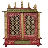 Jodhpur Handicrafts Home Temple/ Wooden Temple/ Pooja Mandir/ Mandap/ Temple For Home With LED Bulb Inside Free Pooja Thali , God Photo Frame