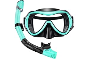 WHOHOLL Snorkeling Gear for Adults, Anti-Fog and Anti-Leak Dry Snorkel Set,180°Panoramic Wide View Diving Mask Snorkel Kit for Snorkeling Scuba Diving Swimming Travel