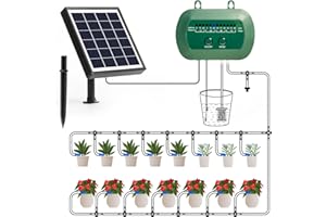 NYPOTS Automatic Plant Waterer indoor Anti-siphon, Automatic Watering System 12 Timing Modes Solar Irrigation System DIY Vacation Plant Watering System, Supports 15 Potted Plant Watering on Balcony & Garden