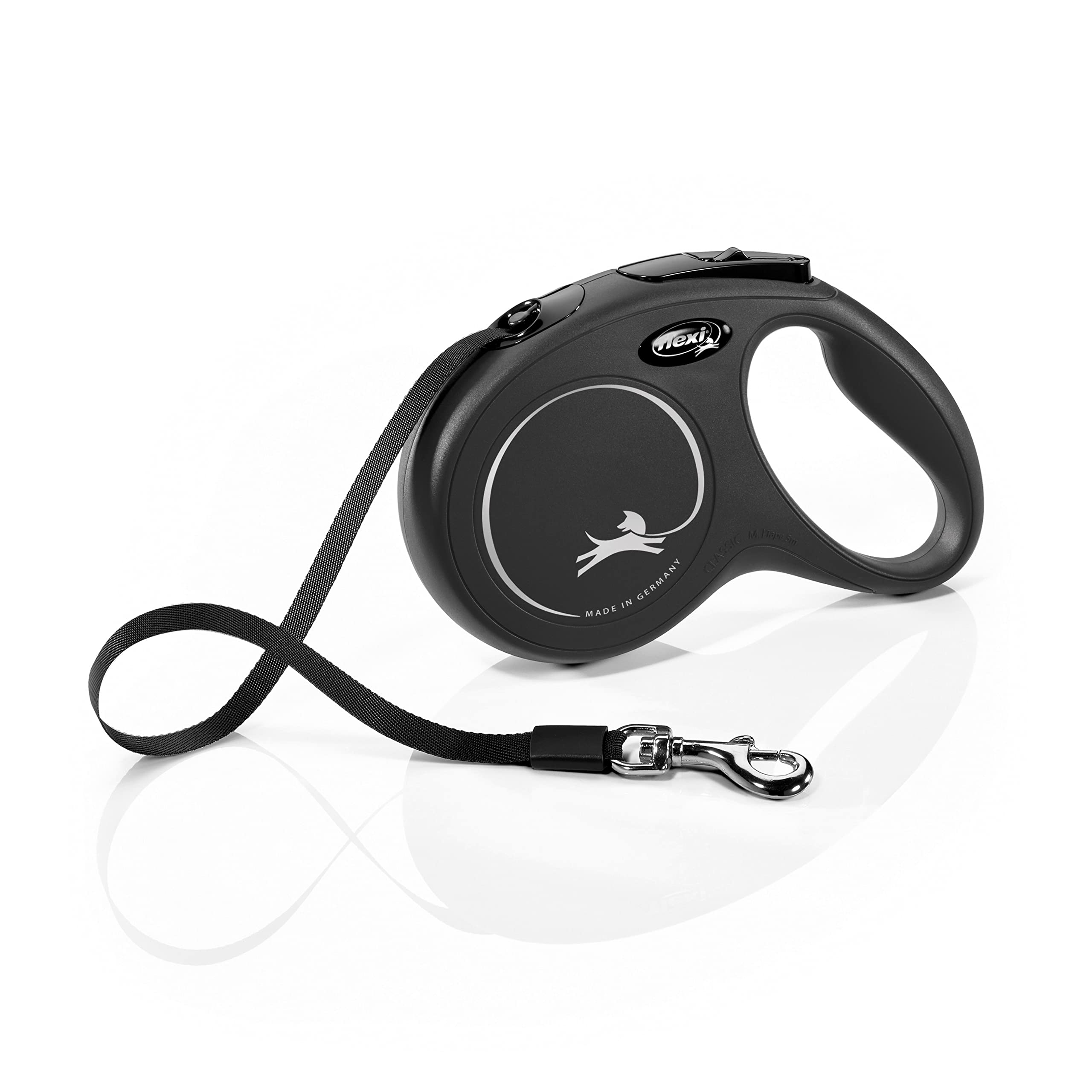 flexi Classic M Tape 5 m black, retractable leash for dogs up to 25 kg — image 1