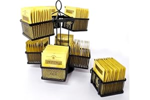 ST-BEST-P Tea Bag Organizer Coffee Holder Storage Spinning Carousel Basket Black Adjustable Tea Caddy For Kitchen Counter, Countertop, Cabinet