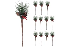 Tmflexe 12Pcs Artificial Pine Picks Artificial Plants Small Pine Picks for Christmas Flower Arrangements Wreaths and Festival Holiday Home Decor, Christmas Decorations