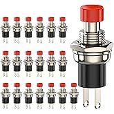 DIYhz Momentary Push Button Switch, 1A 250VAC SPST Mini Pushbutton Switches Normally Open(NO) Red Cap - 20pcs