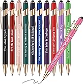 Allfosi Snarky Funny Office Pens,12 Pcs Negative Sarcastic Hilarious Quotes Work Ballpoint Pens with Stylus Tip for Colleague Co-workers Gift Black Ink (Style 1, 12)
