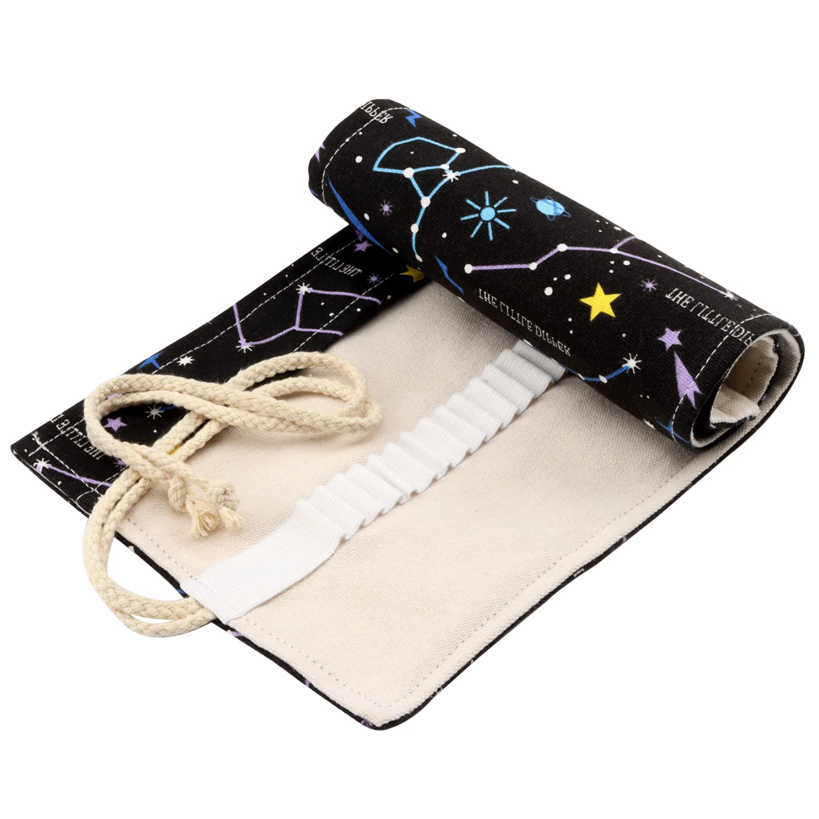 DOITEM Canvas Pencil Wrap Case, 48 Holes Colored Pencil Roll Holder Storage Pouch for Artist, School, Office