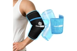 ComfiTECH Dual-Gel Elbow Ice Pack Wrap with Extended 30-Minute Cooling, Detachable Ice Pack & Flexible Reusable Gel Ice Sleev