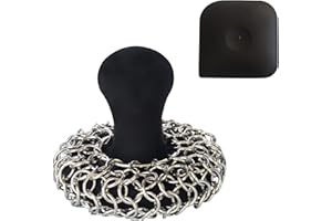 YOBLINK Cast Iron Scrubber,Dish Scrub Brush,Chain Mail Scrubber Cast Iron,316 Stainless Steel Scrubber & Cast Iron Pan Skillet Cleaner,Lodge Chainmail Scrubber