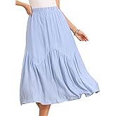 Allegra K Pleated Maxi Skirt for Women's Boho Flowy A-Line Summer Tiered Long Skirts