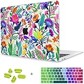 May Chen Compatible with New MacBook Air 13 inch Case 2021, 2020 2019 2018 Release Model: M1 A2337 A2179 A1932, Floral Leaves Garden Rainbow Hard Shell Case for New Mac Air 13 & Retina Dispaly