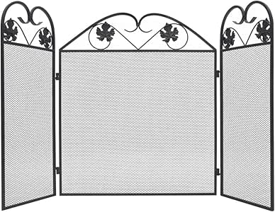 Tidyard Plegable Panacea 3 Paneles de Hierro Pantalla de Chimenea