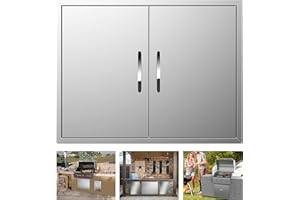 KODOM Outdoor Kitchen Doors 31W x 24H Inch, Double BBQ Access Doors 304 Stainless Steel for Outdoor Kitchen Cabinet Grill Station or BBQ Island