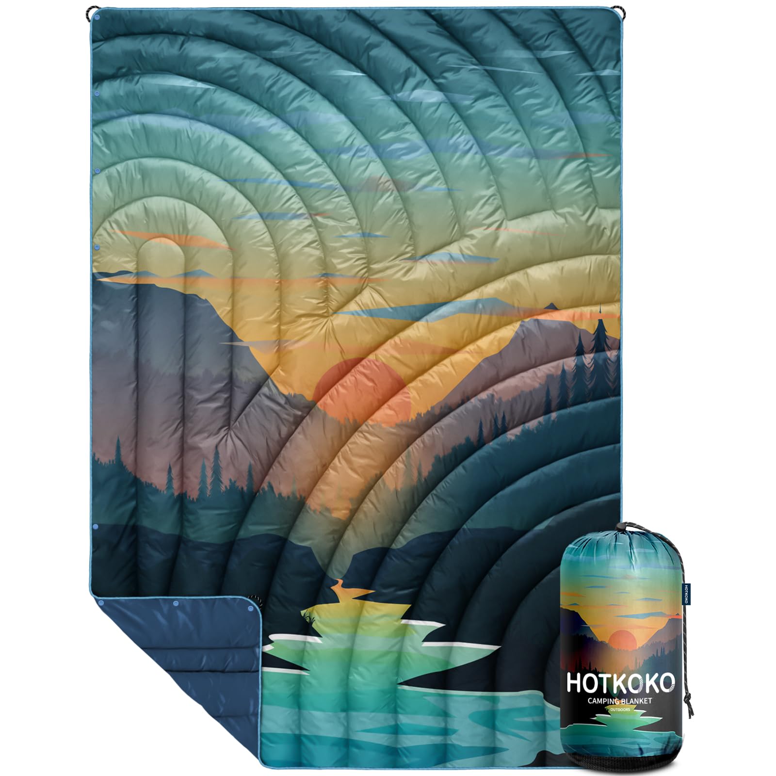 Photo 1 of hotkoko MINI Camping Blanket,Lightweight Puffy Printed Camping Blanket Packable Outdoor Blanket for Camping,Traveling, Stadium, Hiking, Picnics