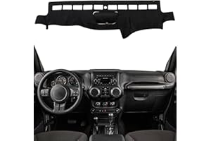 KEYOOG Dashboard Cover Dash Mat Fit for Je-ep Wrangler JK 2017-2011 (for JK Body Code),Car Dash Board Mat Anti-Glare Carpet,Non-Slip Pad Sunshield Protector (Black)