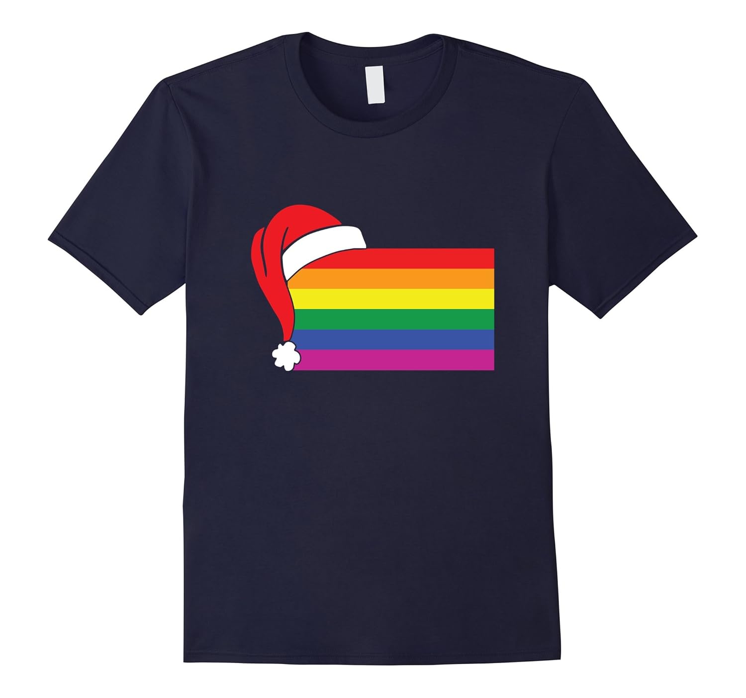 Pride Flag With Santa Hat Bisexual LGBT Christmas T-Shirt-ANZ