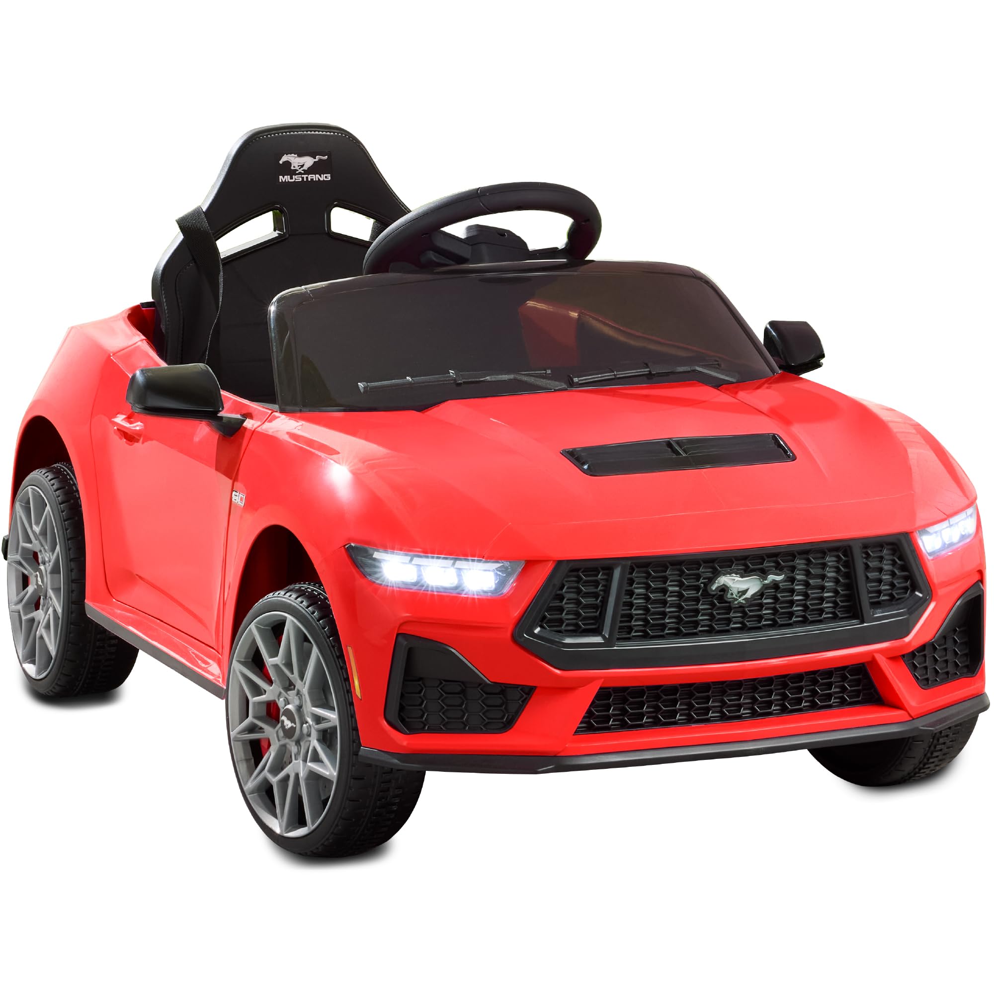 Best Choice Products Kids 12V Electric Ride On Car Officially Licensed Ford Mustang w/Parent Control, LED Lights, 2 Speeds, Bluetooth - Red
