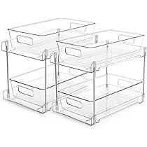 Vtopmart Under Sink Organizer 2 Tier Bathroom Storage with Pull-Out Drawers and Transparent Material Vtopmart Under Sink Organizer 2 Tier Bathroom Storage with Pull-Out Drawers and Transparent Material