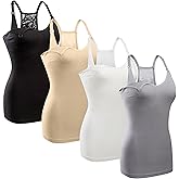 GXXGE 4Pack Women's Nursing Tank Top Cami Nursing Maternity Bra Breastfeeding Shirts with Adjustable Straps