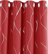 Deconovo Thermal Insulated Blackout Curtains 52x54 Inch Silver Wave Red 2 Panels
