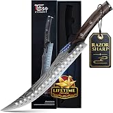SYOKAMI Butcher Breaking Knife for Meat Cutting, 10.5 Inch Carving Knife | Japanese Style, Wooden Full Tang Handle, Damascus Pattern, Razor Sharp Cimiters with Gift Box, Birthday Gift for Men