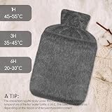 Jsdoin Hot Water Bottle with Faux Fur Cover 2L Dark Grey UK view 6