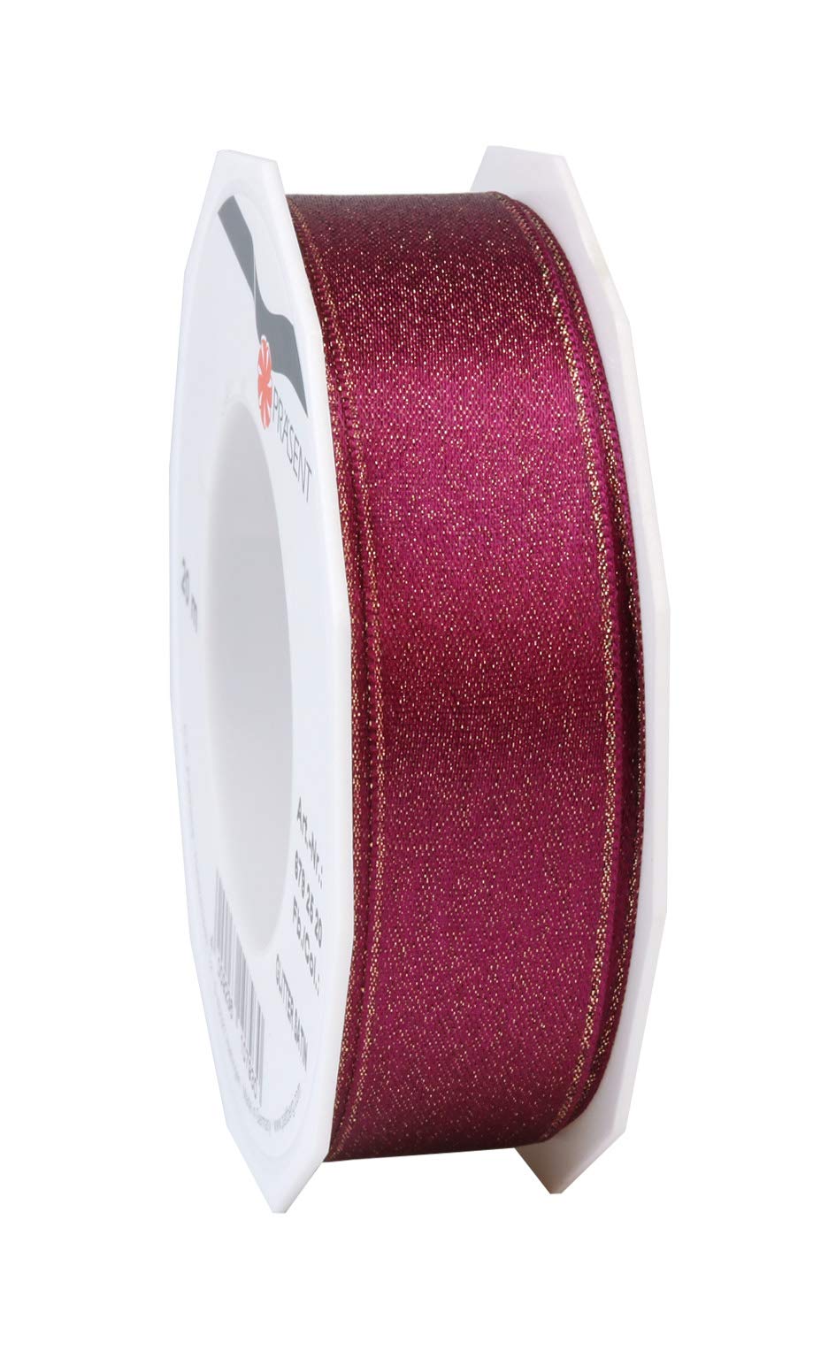 Präsent - Glitter Satin Ribbon Purple-Gold 20-m-Roll 25 mm Width — image 1