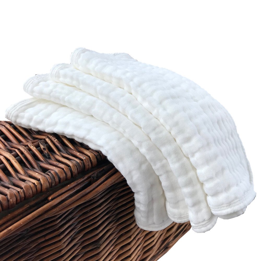 Muslin Burp Cloths 4 Pack Large 20" by 10" 100% Cotton 6 Layers Extra Absorbent and Soft by Synrroe: Baby