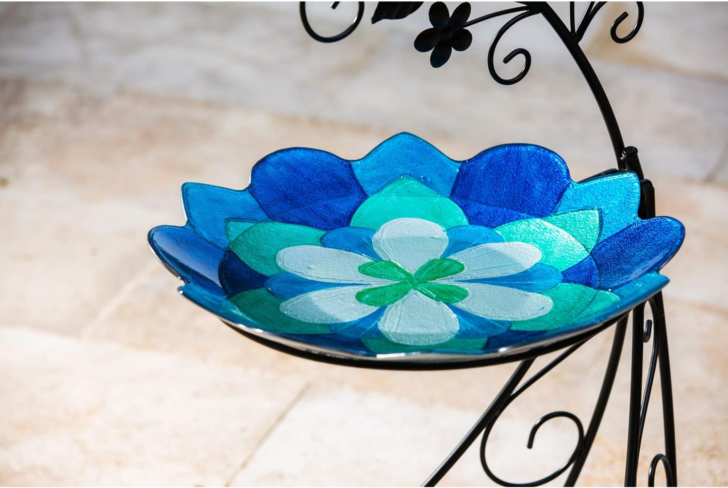 Download Evergreen Garden Blue Peony Layered Glass Bird Bath 18 X 2 X 18 Inches Backyard Birding Wildlife Patio Lawn Garden Urbytus Com