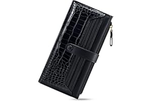 Tipmile Slim Wallet Women with RFID Blocking Bifold Leather Wallet Credit Card Holder Clutch Wallet with Zipper Coin Pocket ID Window (Minimalist, Black)