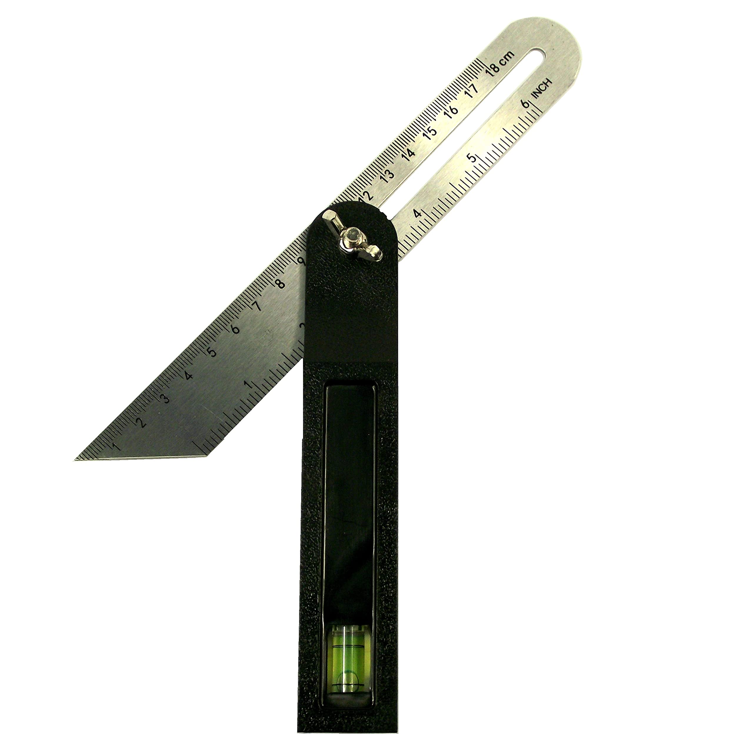 Toolzone Sliding Bevel with Level - ABS Bodied Sliding Bevel Gauge with 6" Stainless Steel Rule and Spirit Level