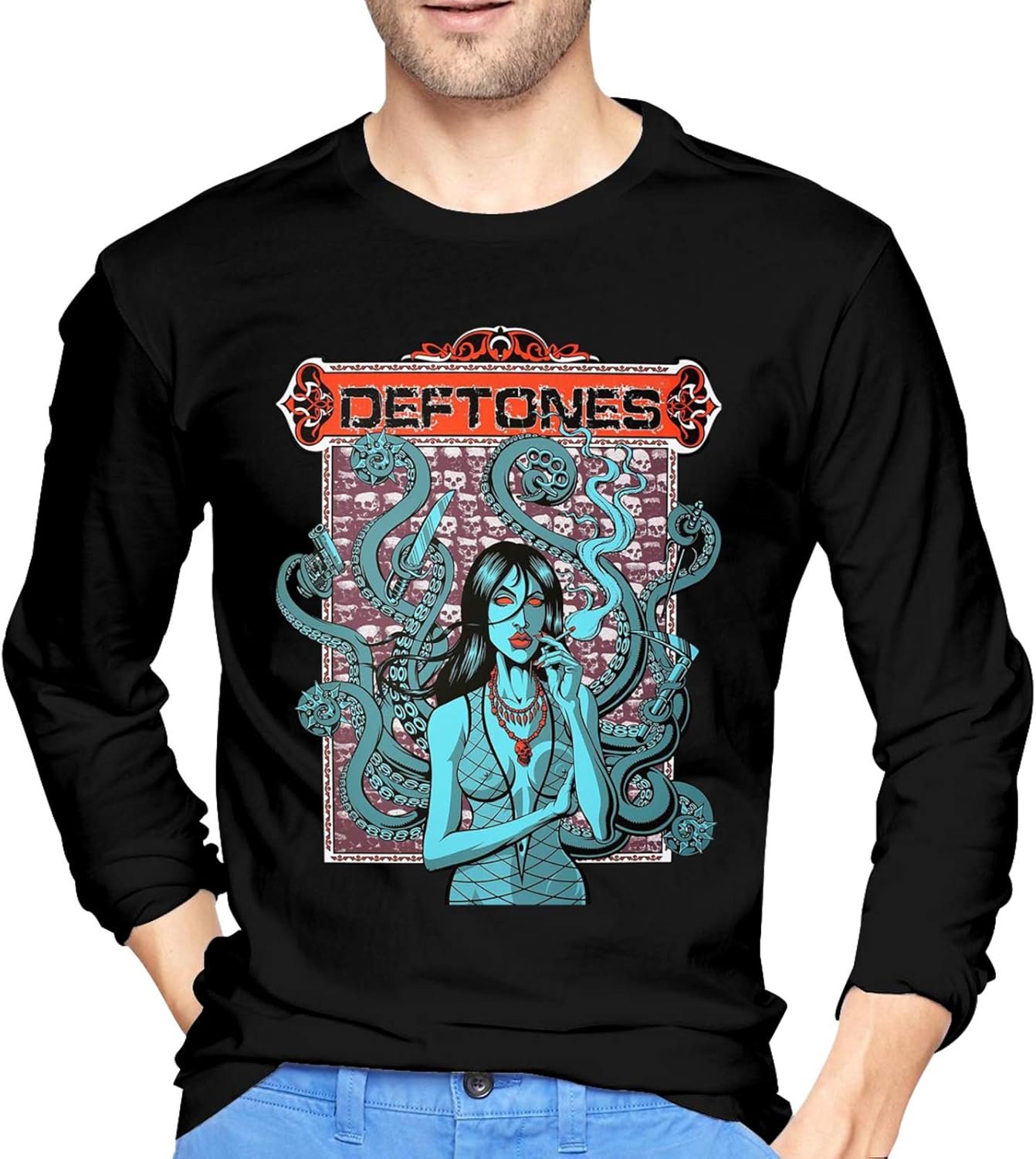 JohnMichelle Deftones Long Sleeve T Shirt Men Cotton Fashion Outdoor O Neck Pullover
