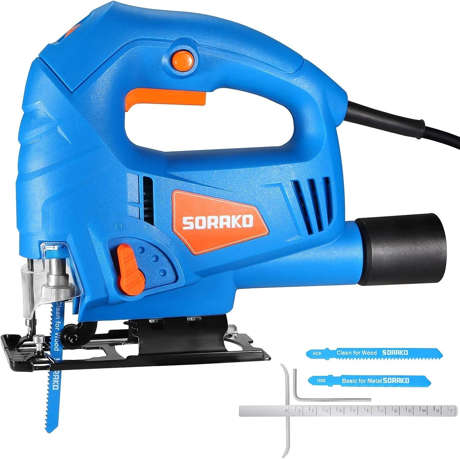 Jigsaw Tool, SORAKO 600W Electric Jigsaw, 8003000SPM Cutting in Wood