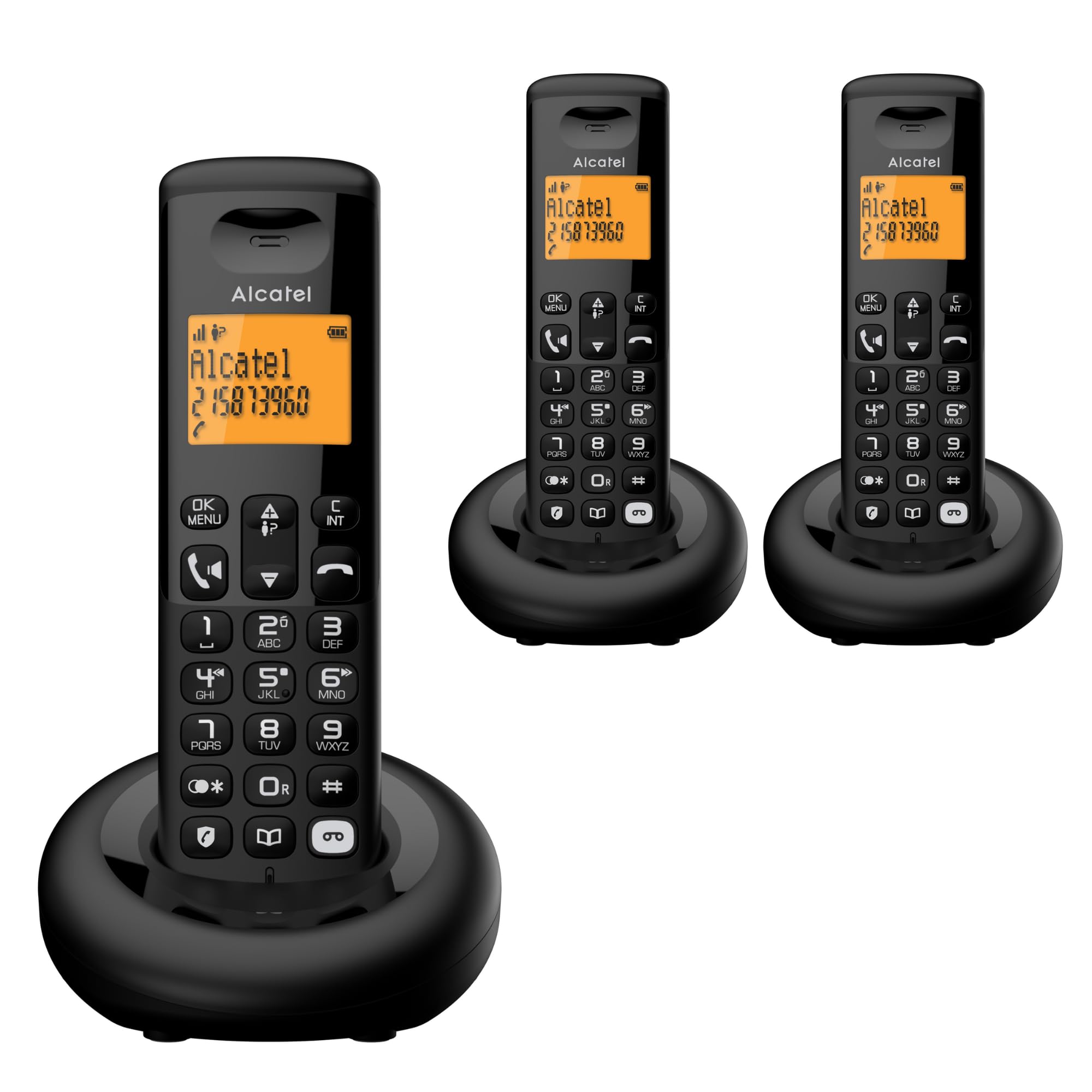 ALCATEL E260 SVoice - DECT Cordless Phone with Answering Machine - Compact Design - Large Backlit Display - Handsfree - Unwanted Call Blocking - Black