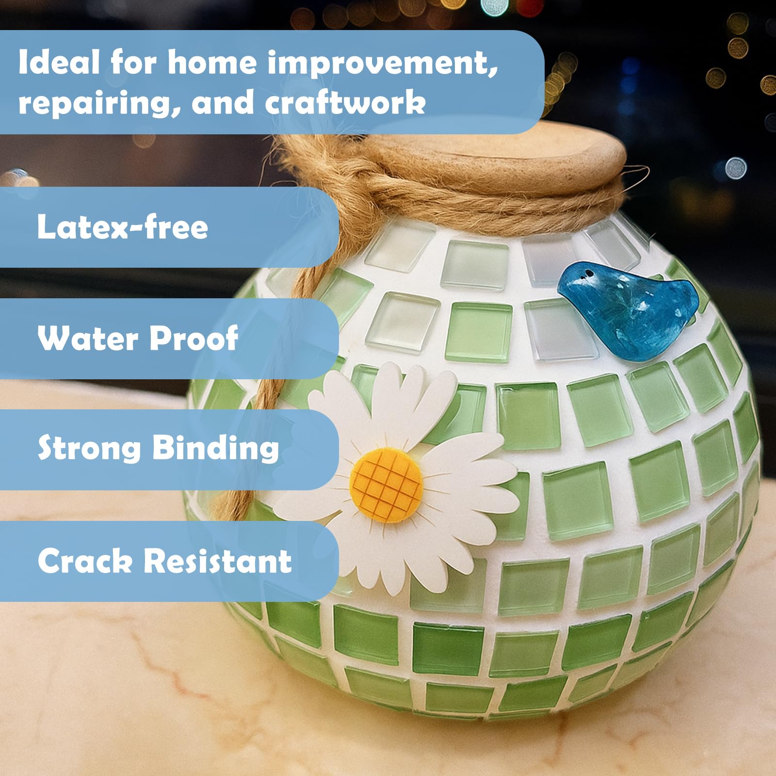 Mosaikkleber 100ml, Transparent Mosaik Kleber für DIY Bastelarbeiten, Ungiftig und Wasserfest, Ideal für Alle Fliesen und Oberflächen 7