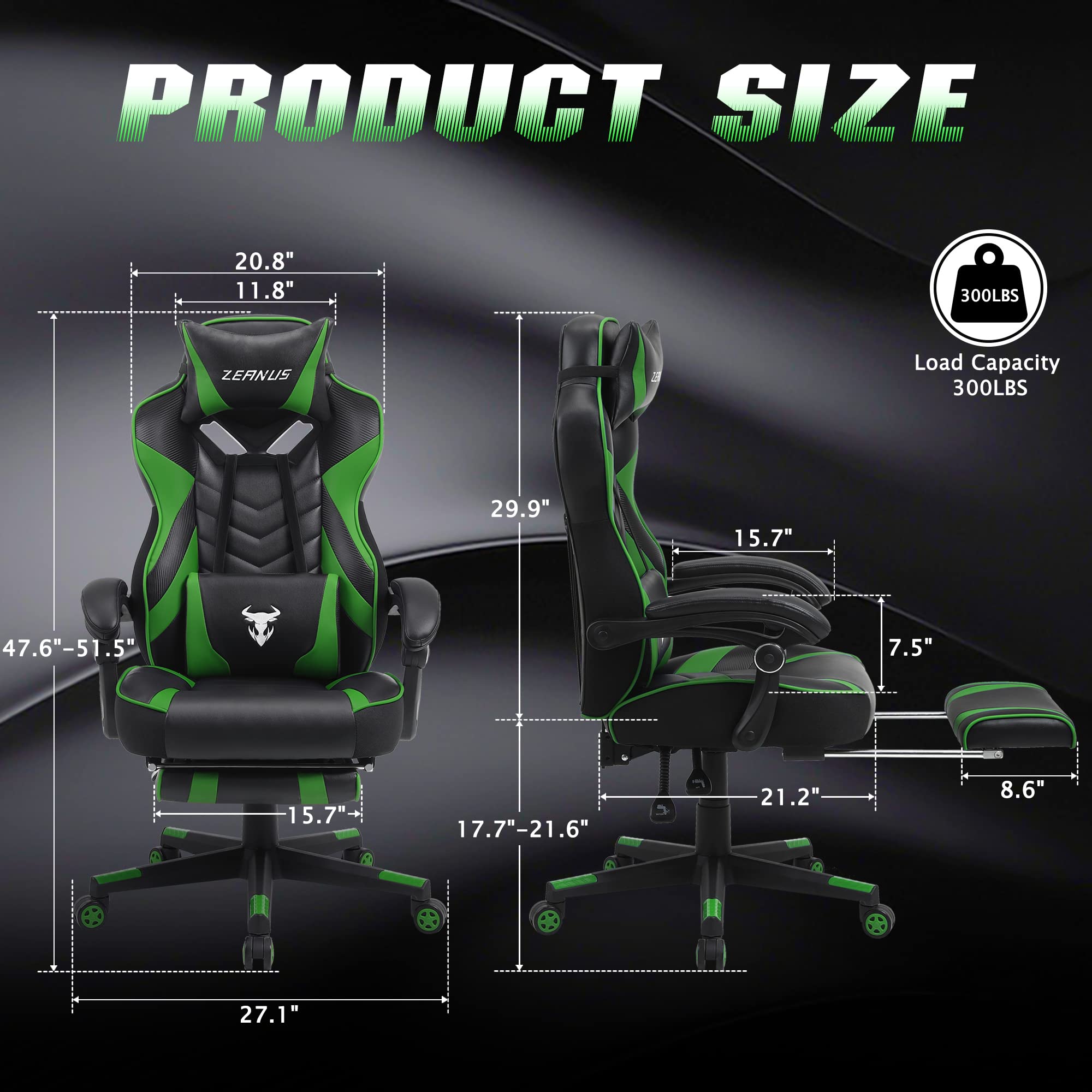 Mua Zeanus Green Gaming Chair High Back Gamer Chair with Footrest