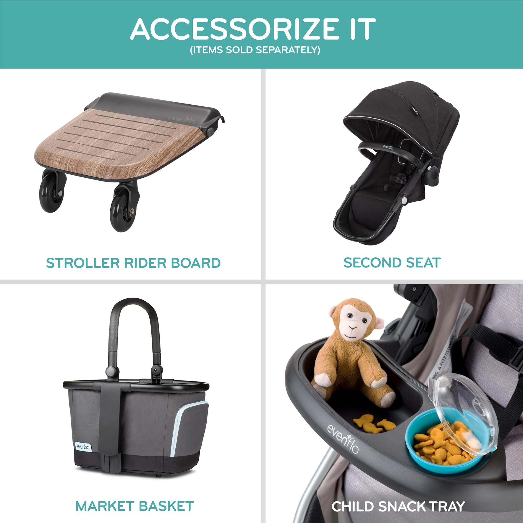 Evenflo Pivot Xpand Modular Travel System with LiteMax Infant Car Seat (Ayrshire Black)