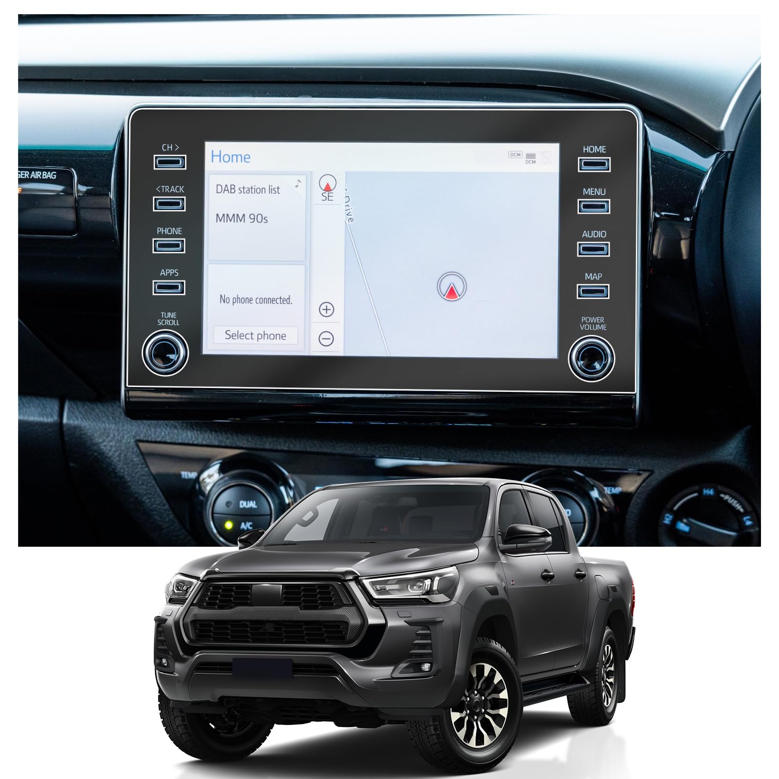 CDEFG Compatible with Toyota Hilux 2021-2023 2024 Facelift Navigation Protective Film 4H Scratch-Resistant 8 Inch GPS Screen Protector Navigation Film Hilux GR Sport Accessories Pack of 2