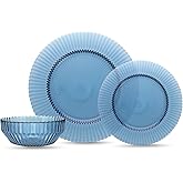 Fortessa Archie Glass 12 Piece Dinnerware Set (Service for 4), Cornflower Blue