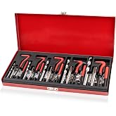 Marvelity 131-Piece Metric Helicoil Thread Repair Kit, HSS Drills M5-M12 | Wire Thread Inserts, Taps &amp; Rethreading Tools, for Automotive Engine Spark Plug Stripped Thread Repair, Steel Carrying Case