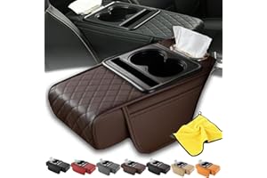 Multifunctional PU Leather Car Armrest Box Mat with Central Elbow, Car Armrest Storage Box, Universal Center Console Organize