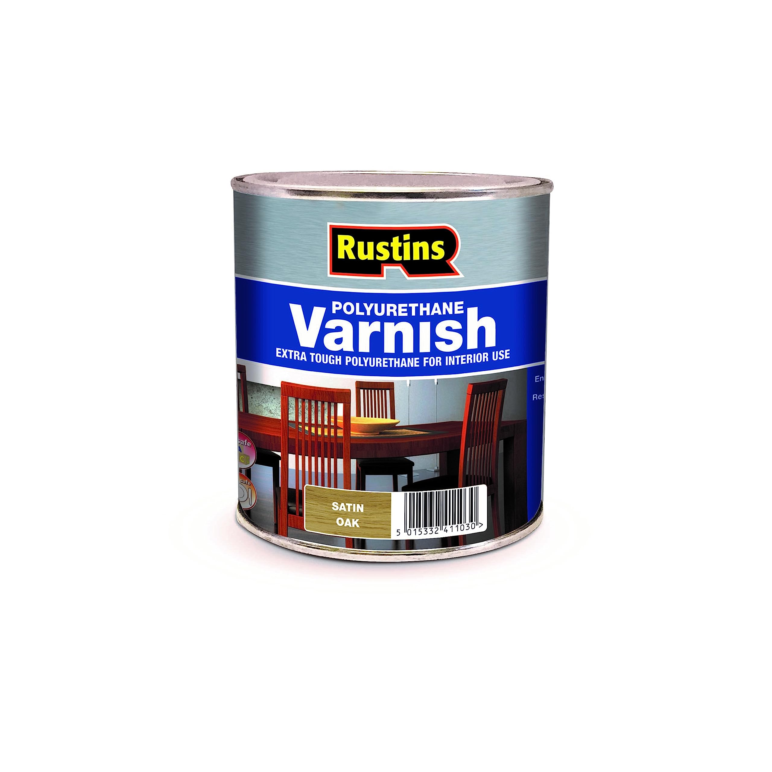 Rustins POSO500 Polyurethane Varnish, Oak Satin, 500 ml