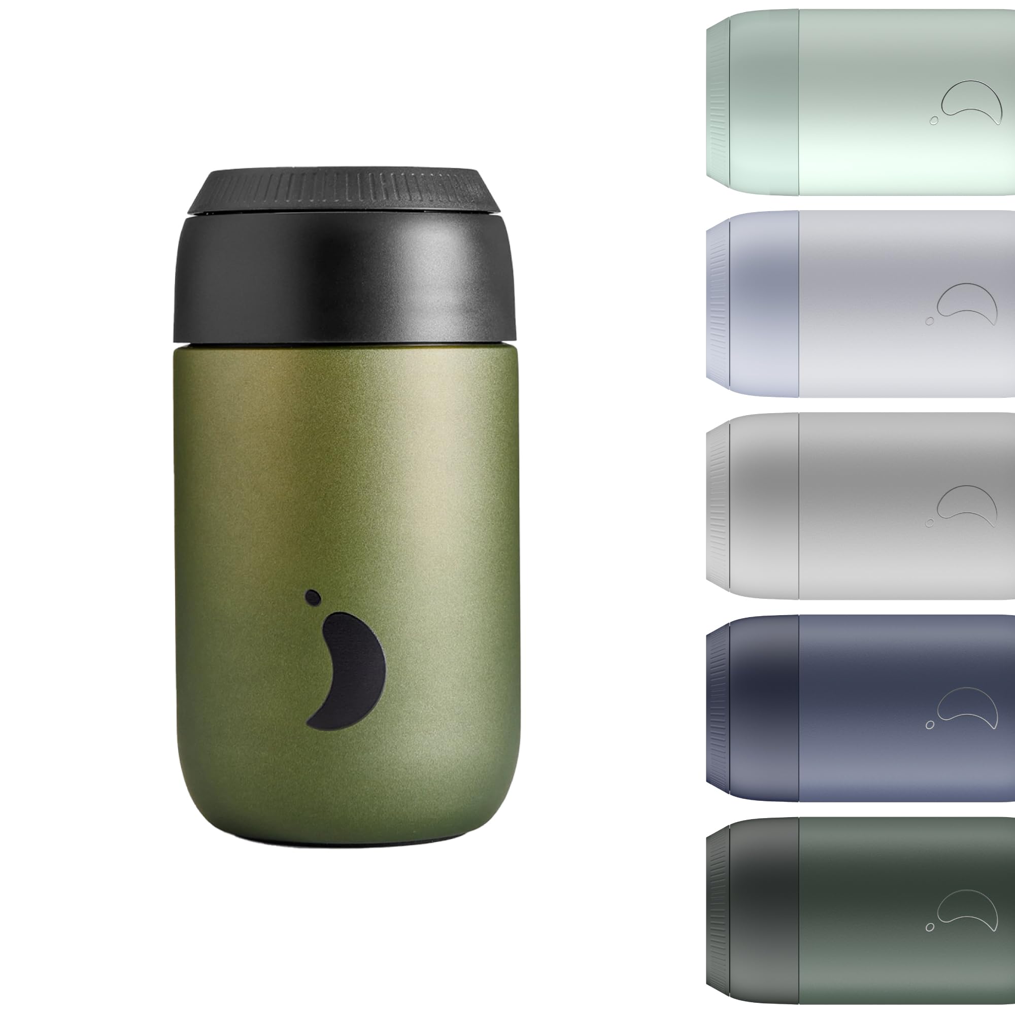 Chilly's Series 2 Coffee Cup - Tight Seal, No Sweating - BPA-Free Stainless Steel - Reusable - Double Walled, Vacuum Insulated - Ombre - Moss, 340ml