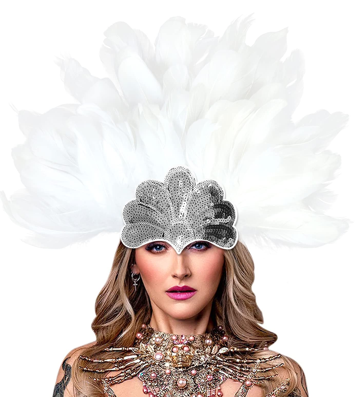 Photo 1 of HOMELEX Women's Black Feather Headpiece Carnival Caribbean Headdress Showgirl Accessories