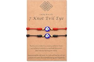 Tarsus (Ver.3) Evil Eye 7 Knot Lucky Bracelets Adjustable Red String Amulet for Women Men Boys & Girls